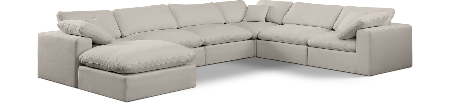 Comfy Beige Linen Textured Fabric Modular Sectional