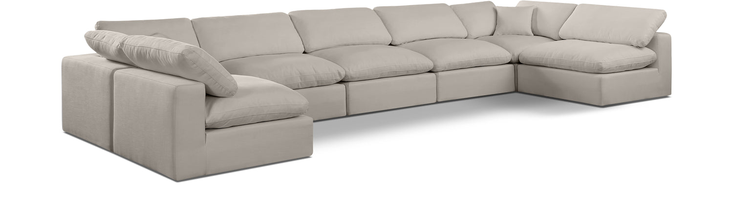 Comfy Beige Linen Textured Fabric Modular Sectional