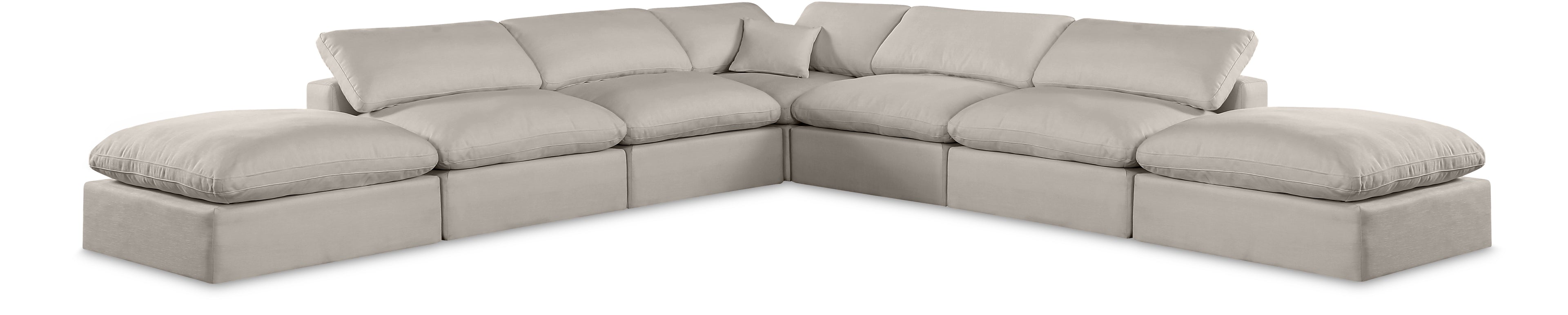 Comfy Beige Linen Textured Fabric Modular Sectional