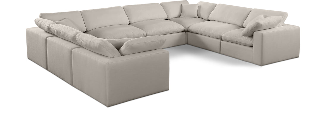 Comfy Beige Linen Textured Fabric Modular Sectional