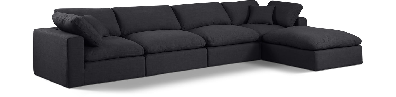 Comfy Black Linen Textured Fabric Modular Sectional