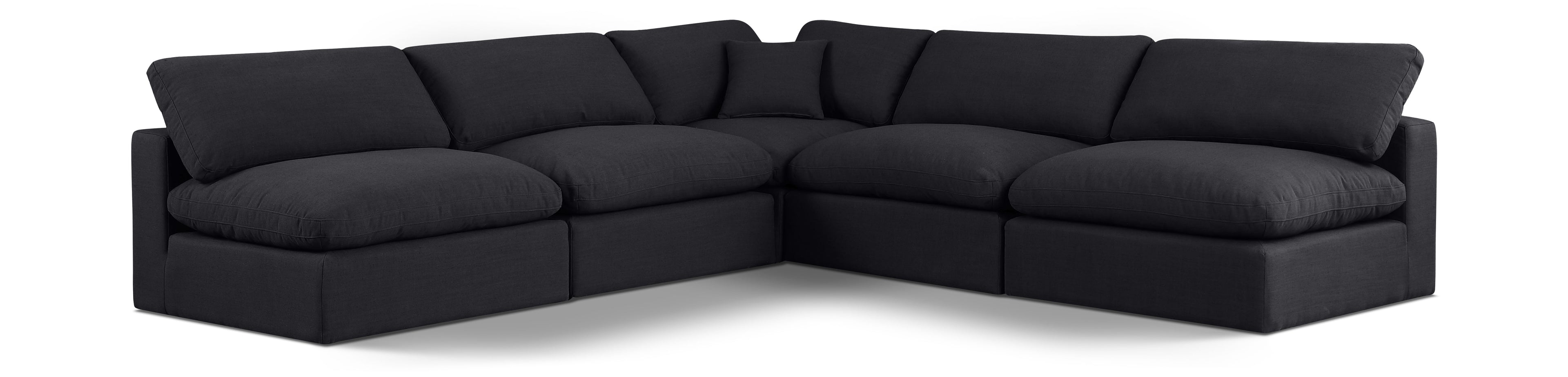 Comfy Black Linen Textured Fabric Modular Sectional