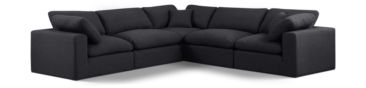 Comfy Black Linen Textured Fabric Modular Sectional