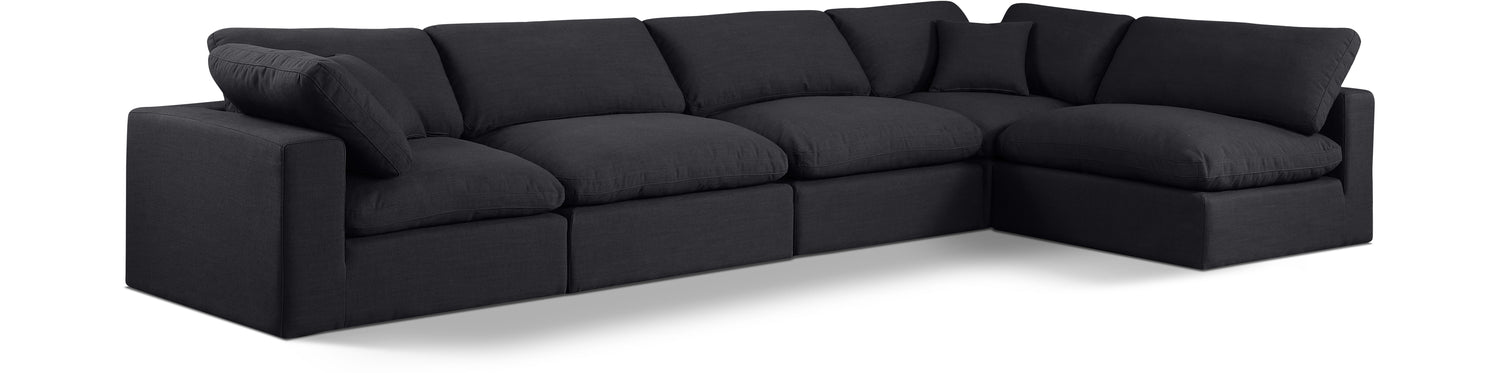 Comfy Black Linen Textured Fabric Modular Sectional