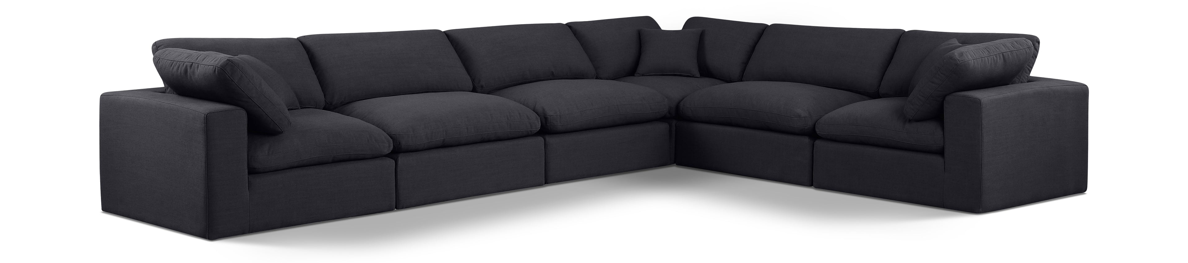 Comfy Black Linen Textured Fabric Modular Sectional