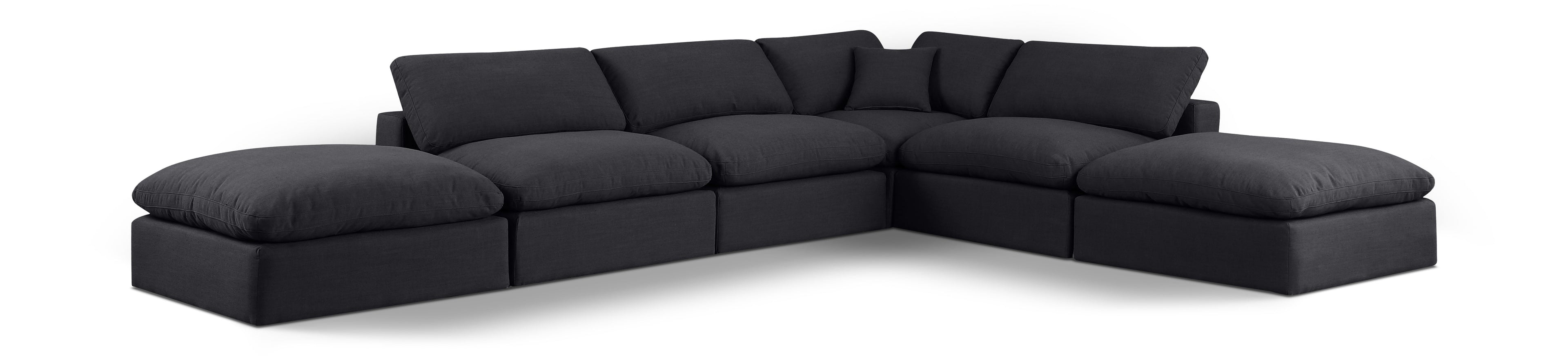 Comfy Black Linen Textured Fabric Modular Sectional