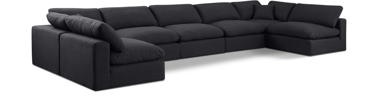 Comfy Black Linen Textured Fabric Modular Sectional