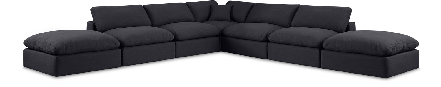 Comfy Black Linen Textured Fabric Modular Sectional