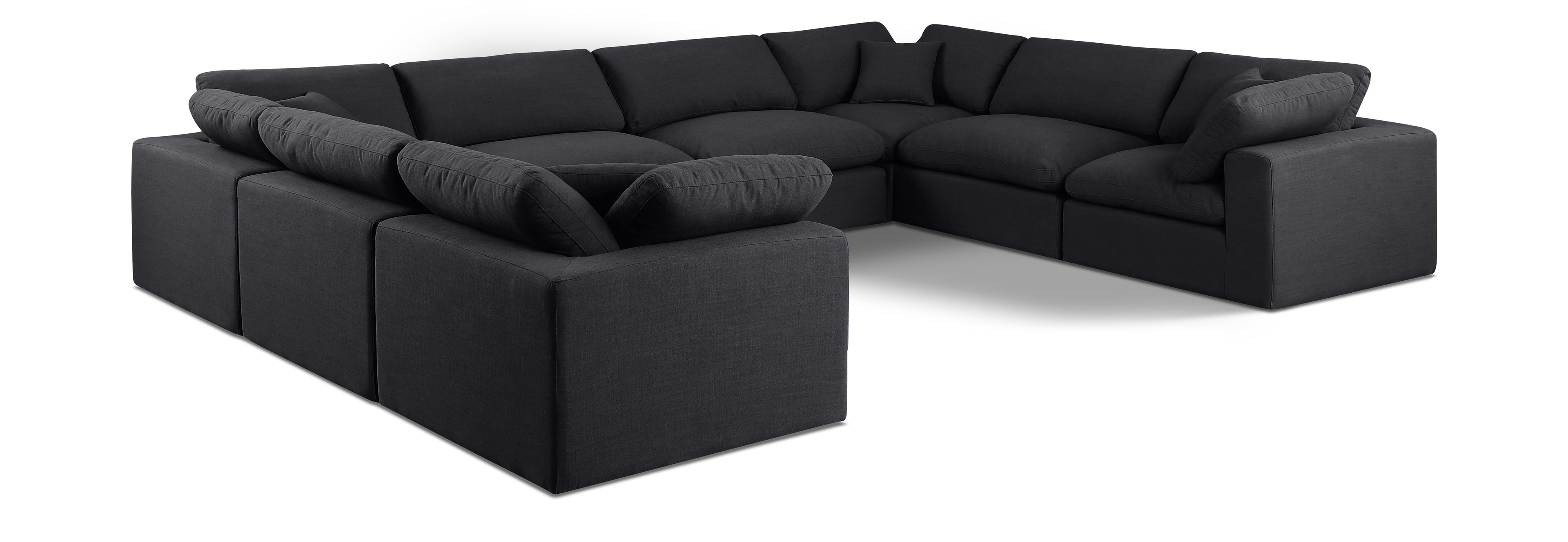 Comfy Black Linen Textured Fabric Modular Sectional