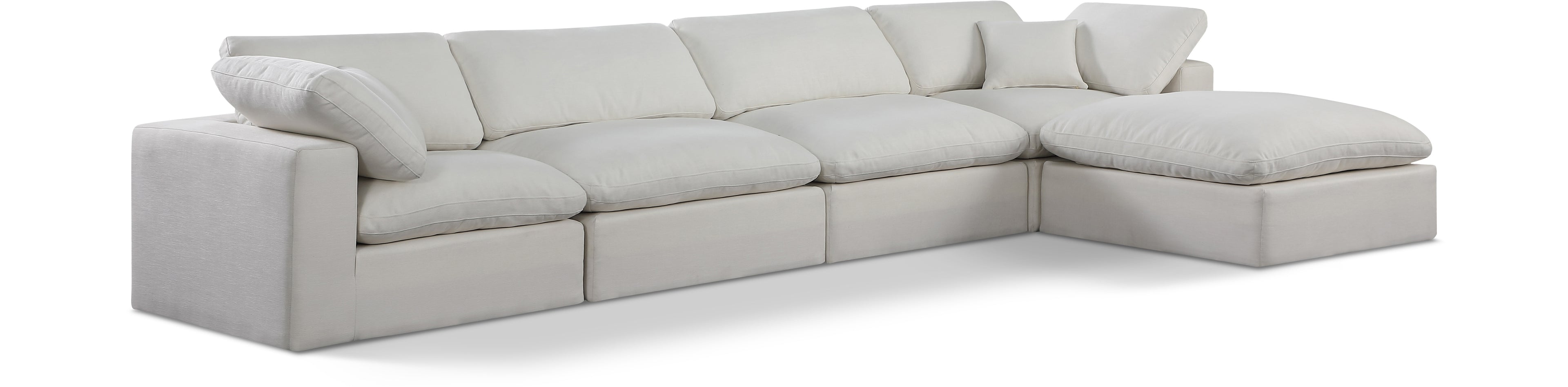 Comfy Cream Linen Textured Fabric Modular Sectional