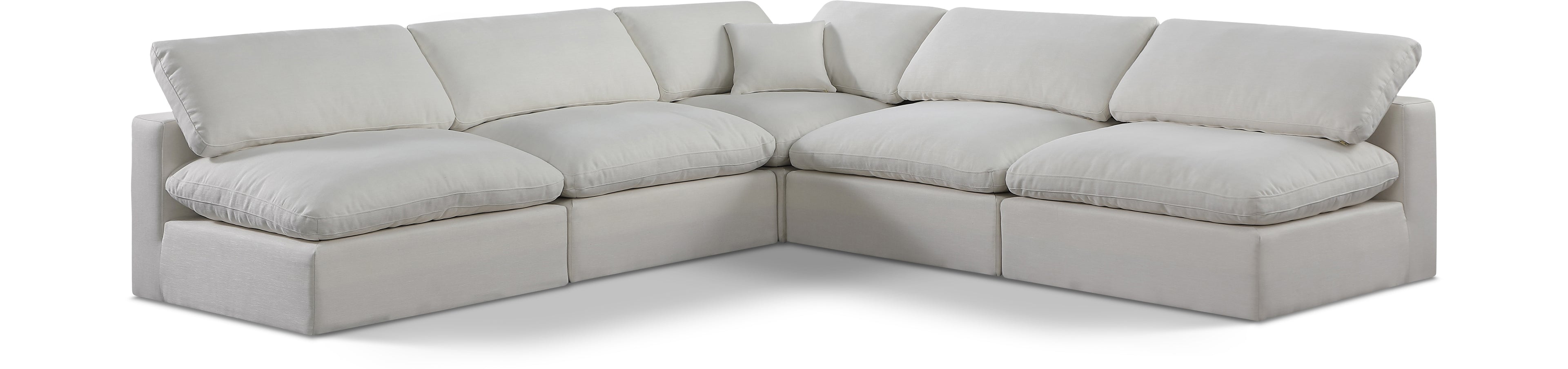 Comfy Cream Linen Textured Fabric Modular Sectional