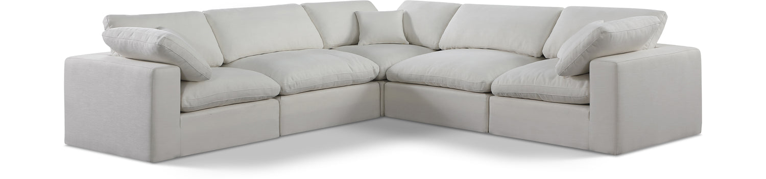 Comfy Cream Linen Textured Fabric Modular Sectional