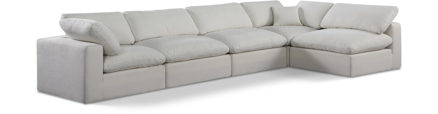 Comfy Cream Linen Textured Fabric Modular Sectional