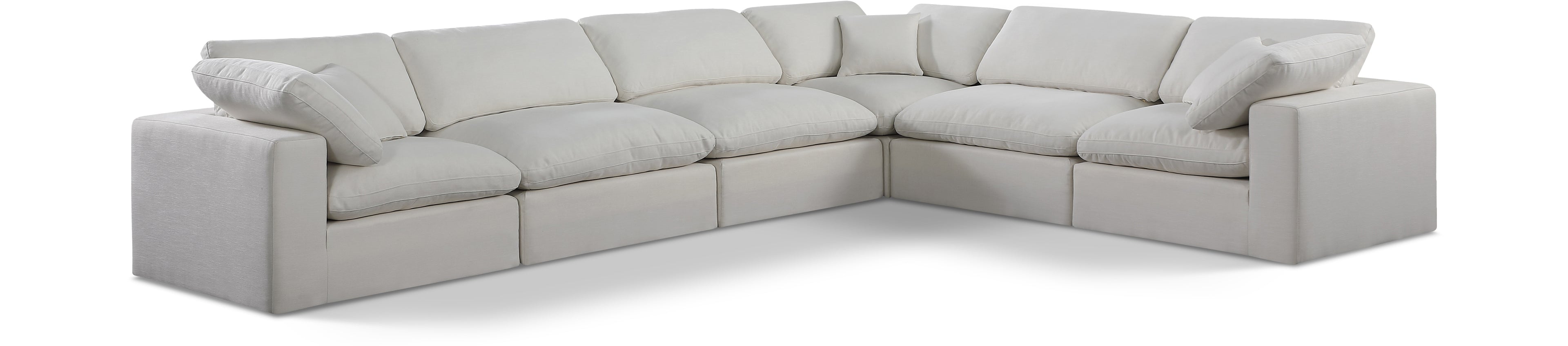 Comfy Cream Linen Textured Fabric Modular Sectional