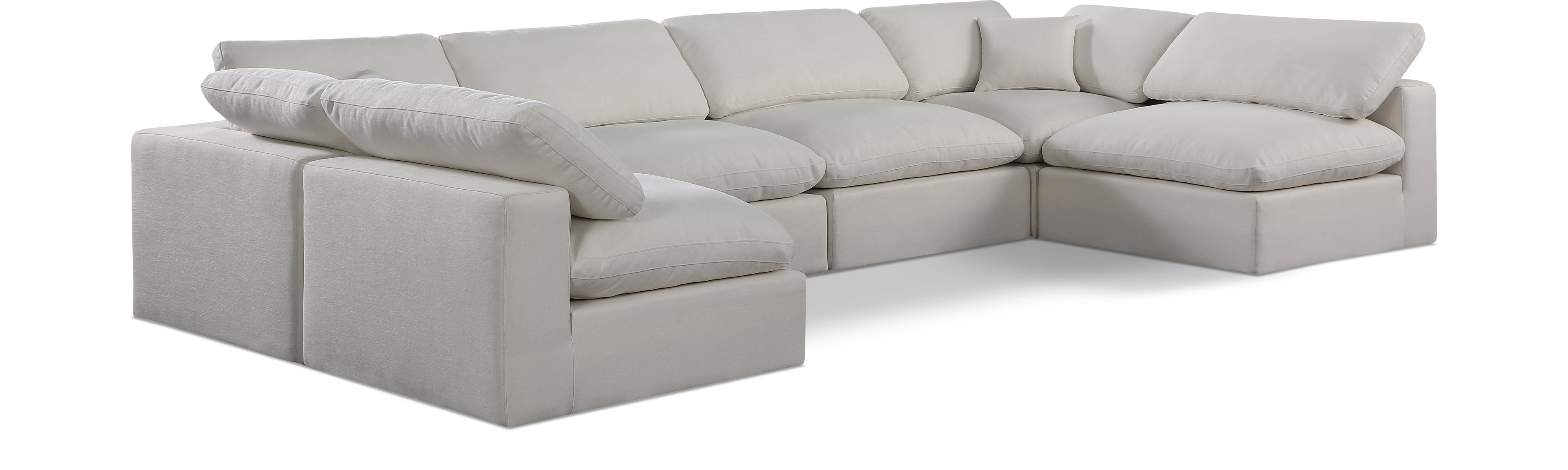 Comfy Cream Linen Textured Fabric Modular Sectional