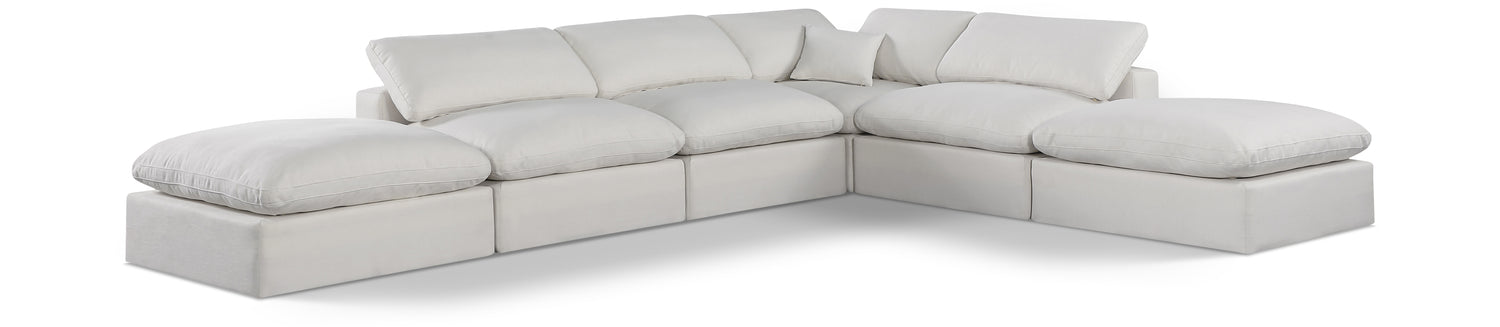 Comfy Cream Linen Textured Fabric Modular Sectional