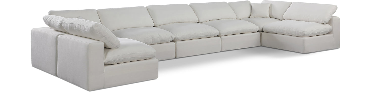 Comfy Cream Linen Textured Fabric Modular Sectional