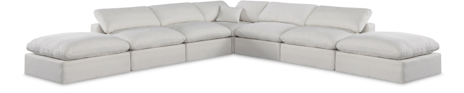 Comfy Cream Linen Textured Fabric Modular Sectional