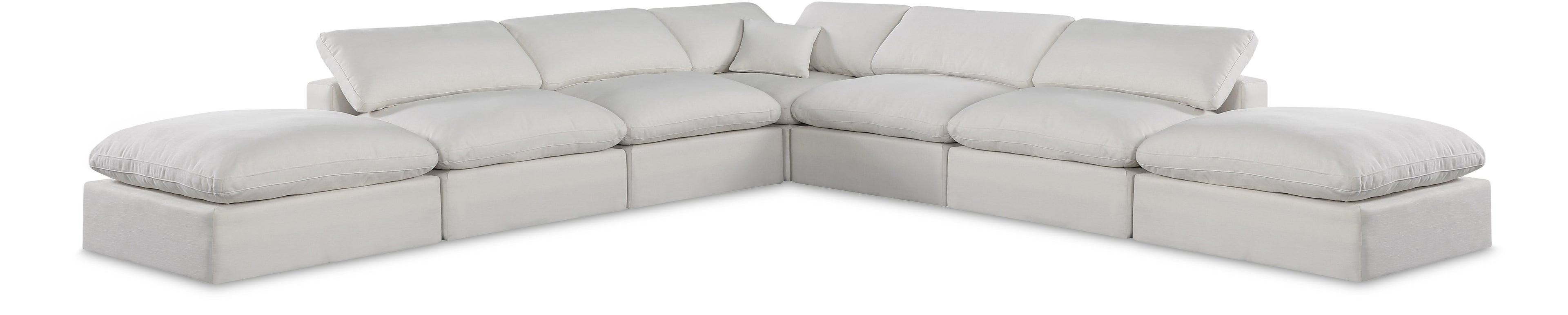 Comfy Cream Linen Textured Fabric Modular Sectional