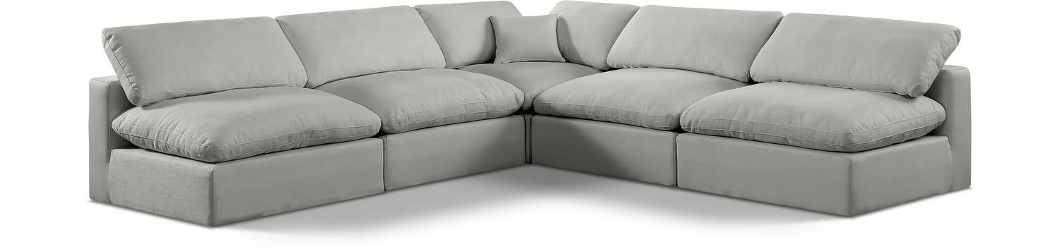 Comfy Grey Linen Textured Fabric Modular Sectional