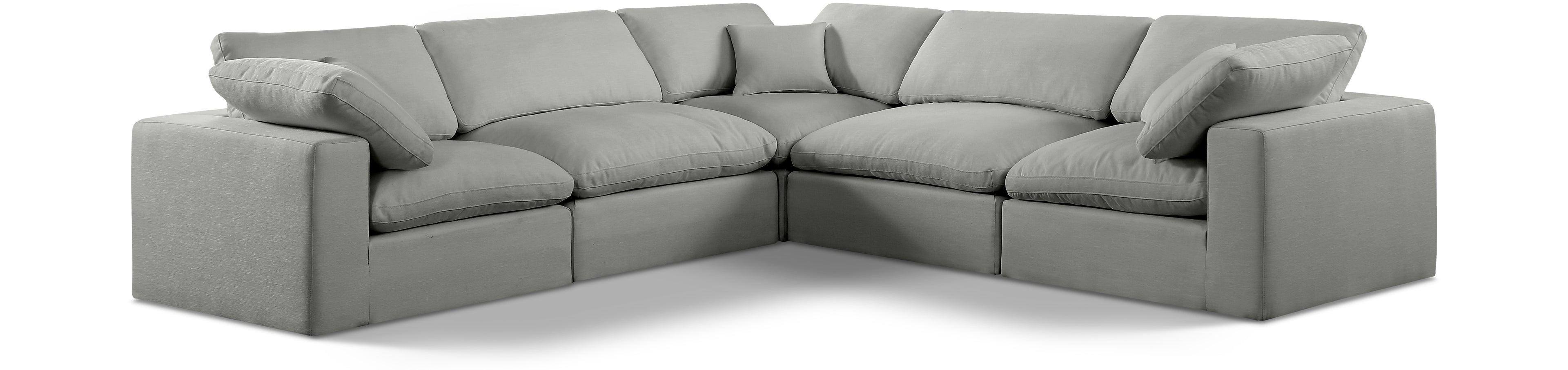 Comfy Grey Linen Textured Fabric Modular Sectional