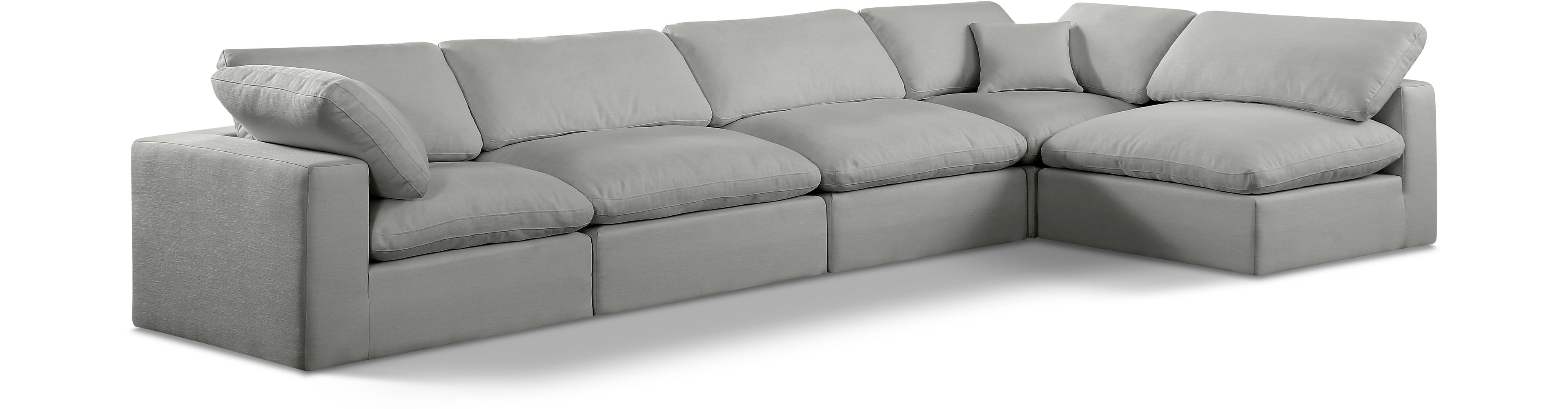 Comfy Grey Linen Textured Fabric Modular Sectional