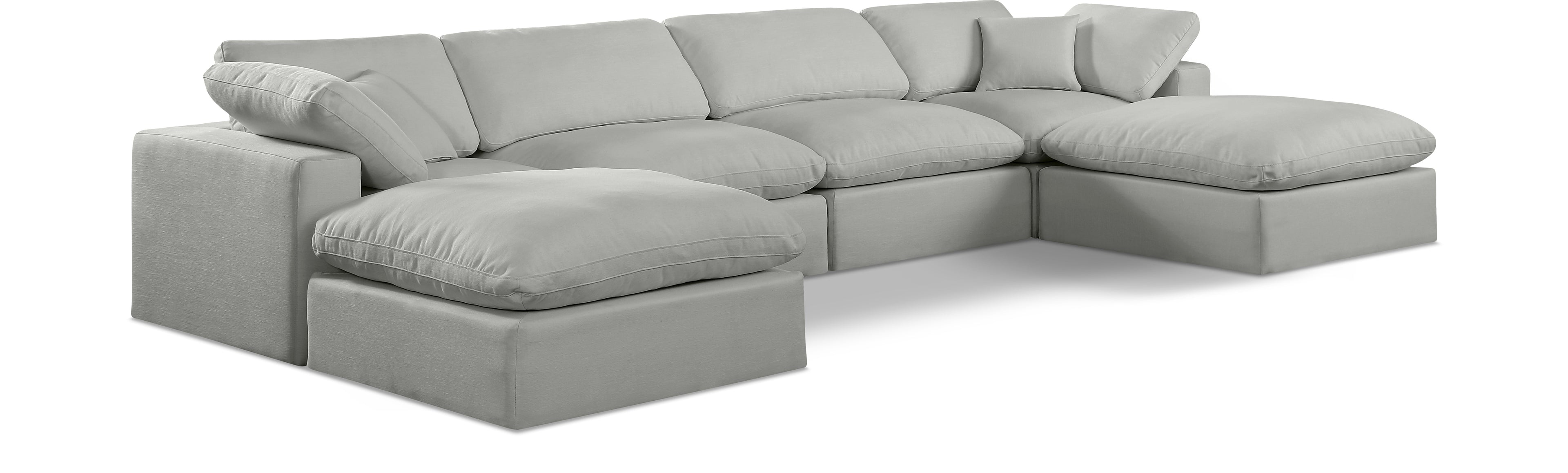 Comfy Grey Linen Textured Fabric Modular Sectional