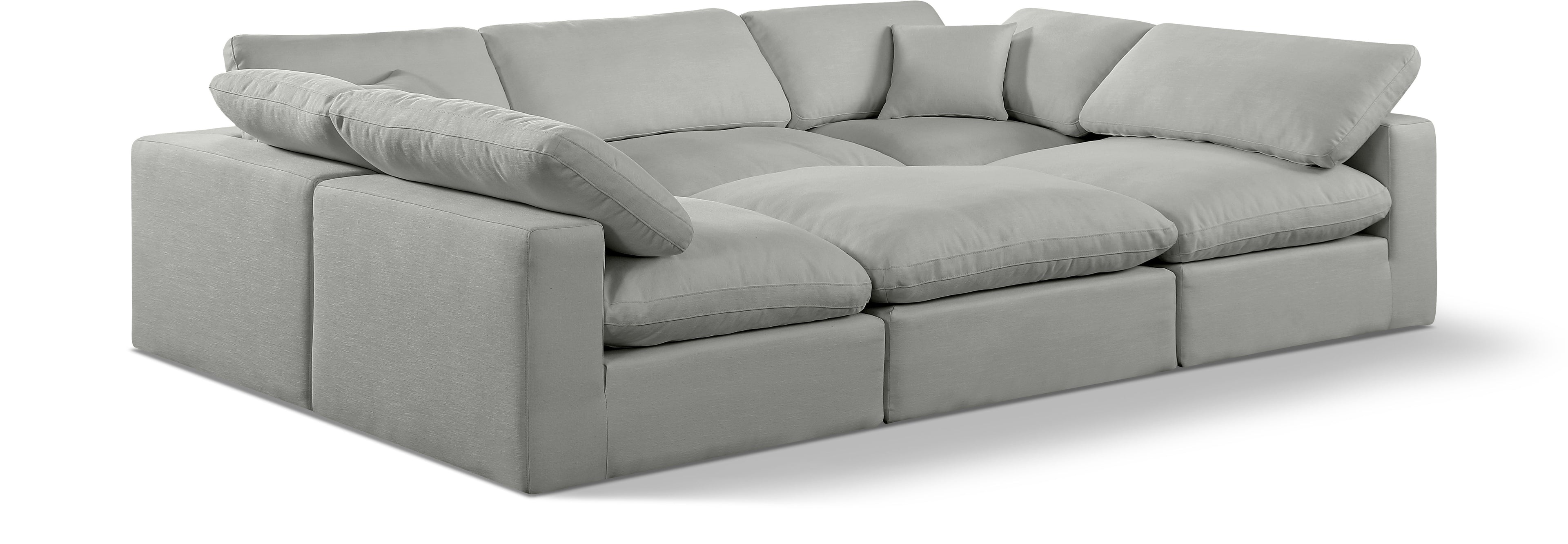 Comfy Grey Linen Textured Fabric Modular Sectional