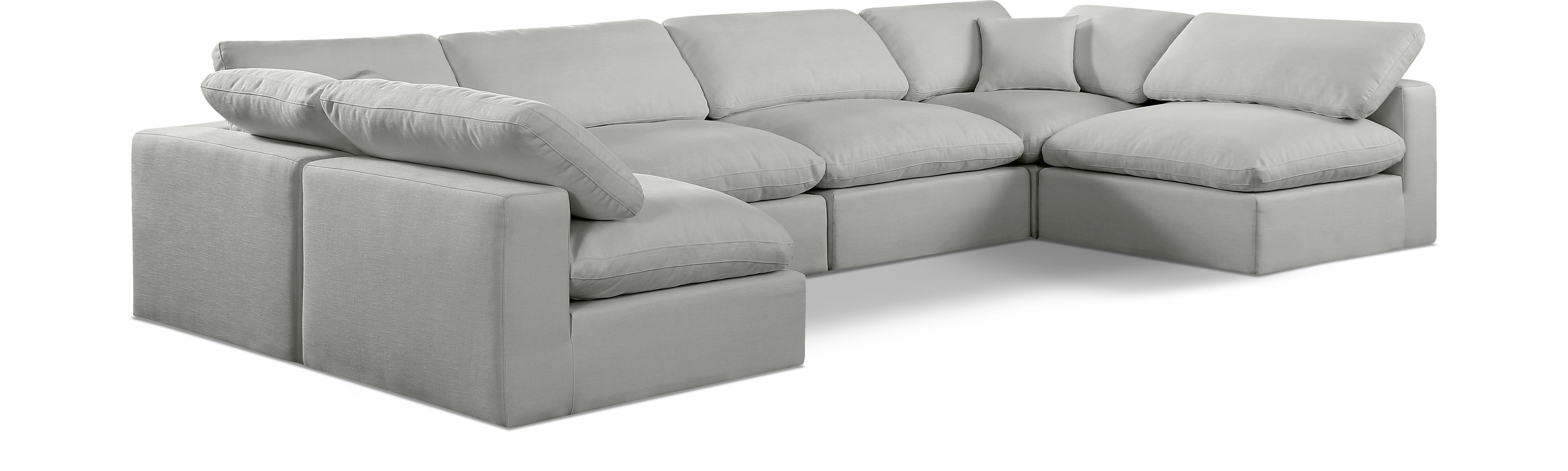 Comfy Grey Linen Textured Fabric Modular Sectional