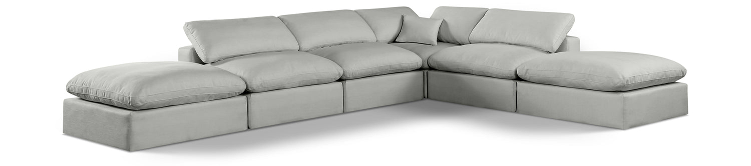 Comfy Grey Linen Textured Fabric Modular Sectional