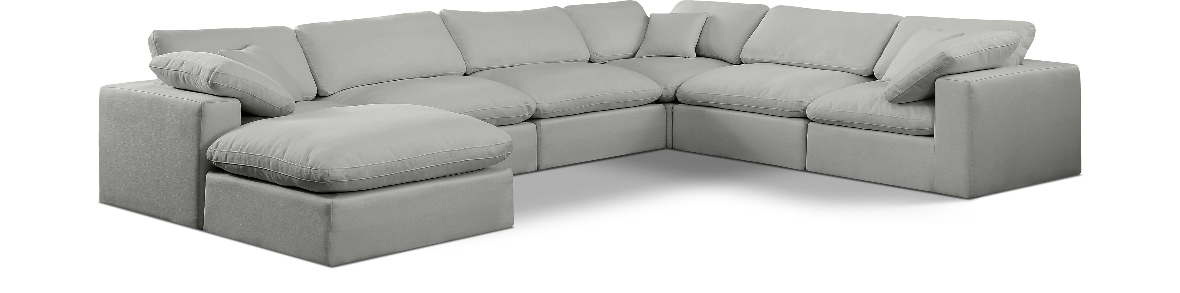 Comfy Grey Linen Textured Fabric Modular Sectional