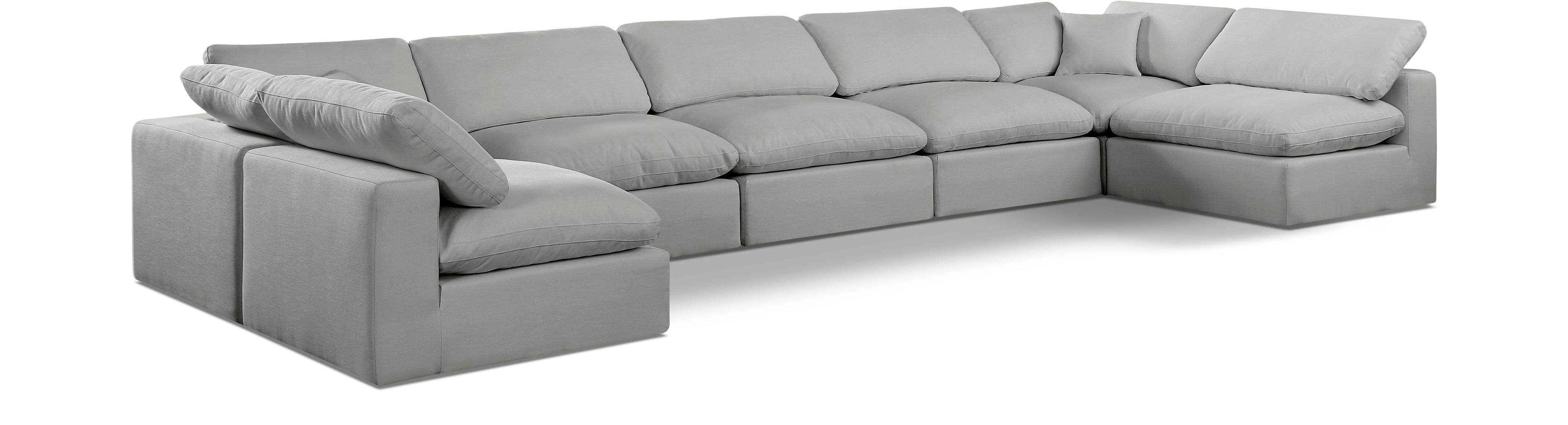 Comfy Grey Linen Textured Fabric Modular Sectional