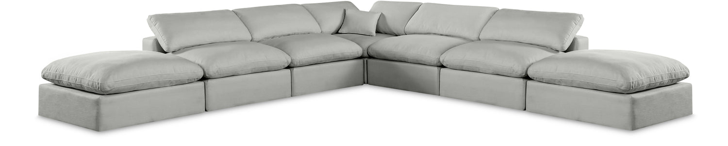 Comfy Grey Linen Textured Fabric Modular Sectional