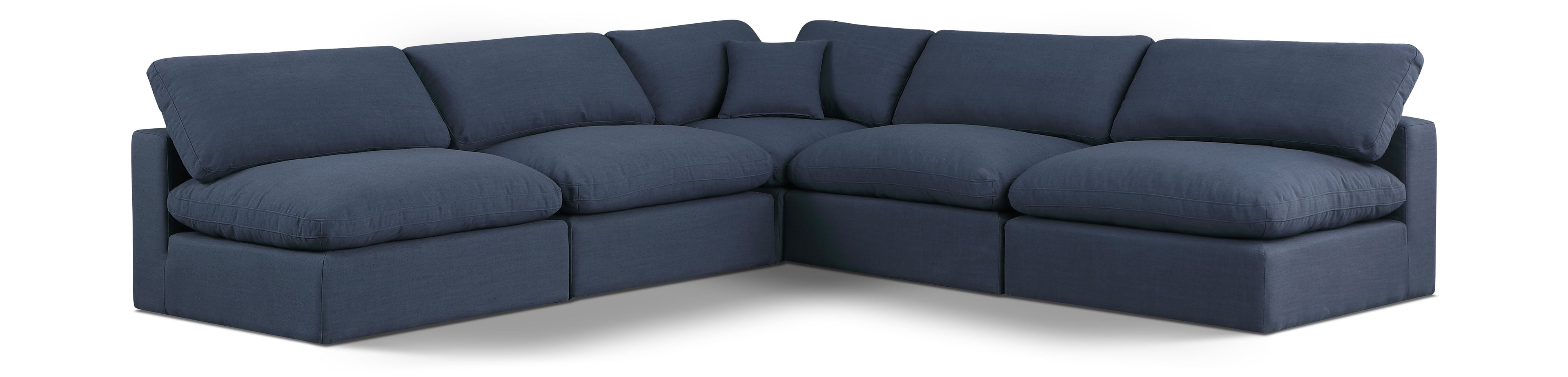 Comfy Navy Linen Textured Fabric Modular Sectional