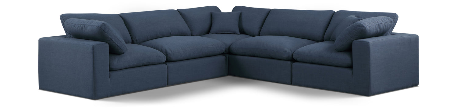 Comfy Navy Linen Textured Fabric Modular Sectional