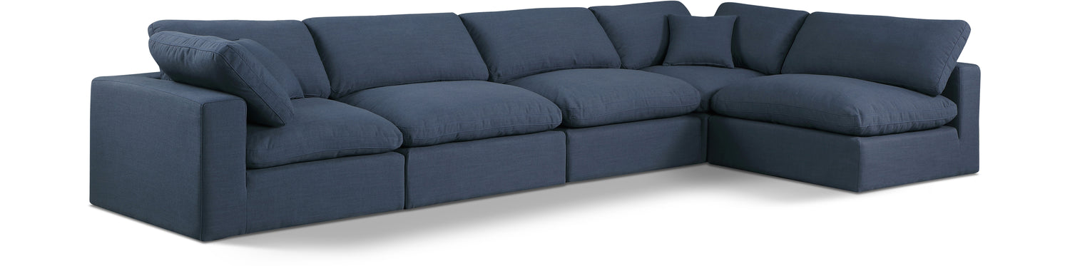 Comfy Navy Linen Textured Fabric Modular Sectional