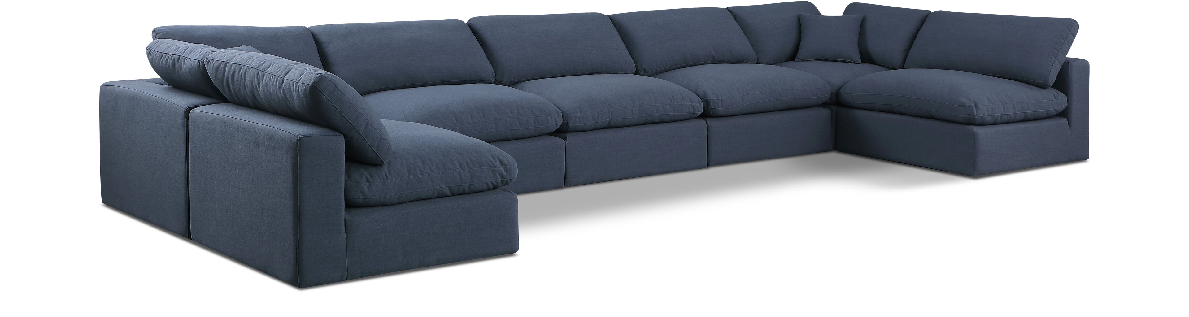 Comfy Navy Linen Textured Fabric Modular Sectional