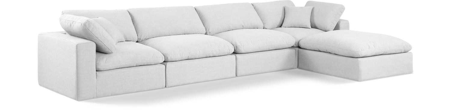 Comfy White Linen Textured Fabric Modular Sectional