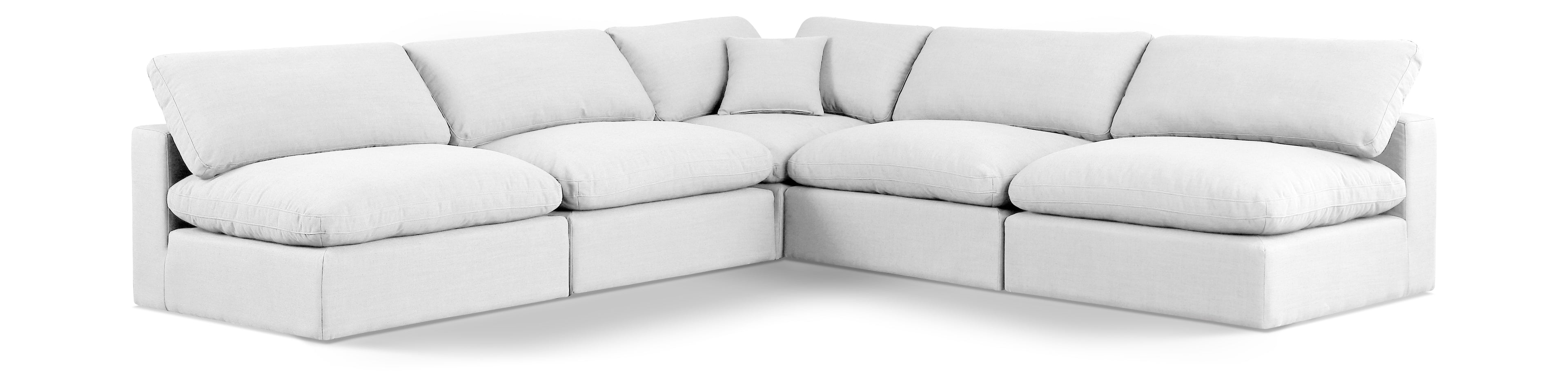 Comfy White Linen Textured Fabric Modular Sectional