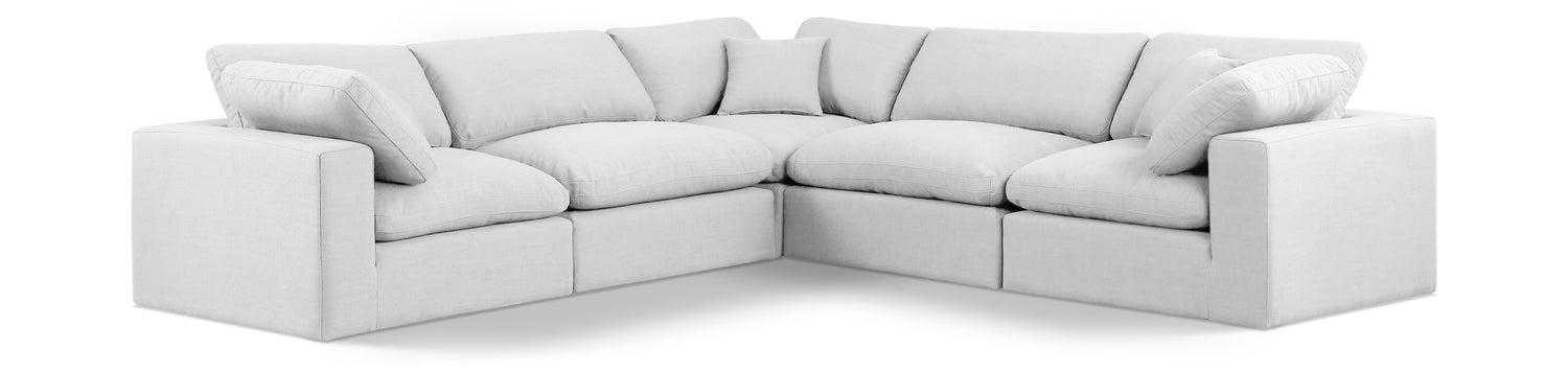 Comfy White Linen Textured Fabric Modular Sectional