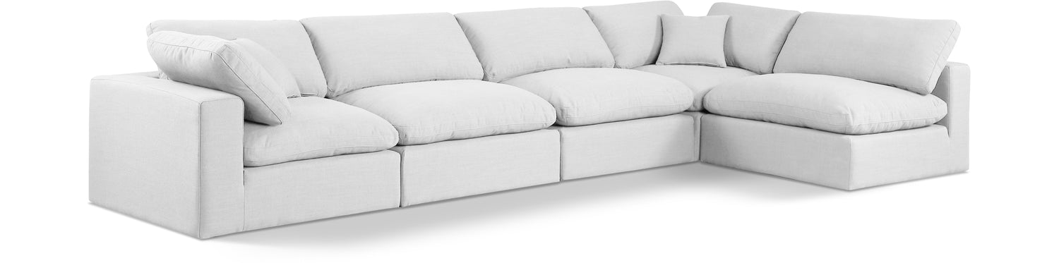 Comfy White Linen Textured Fabric Modular Sectional