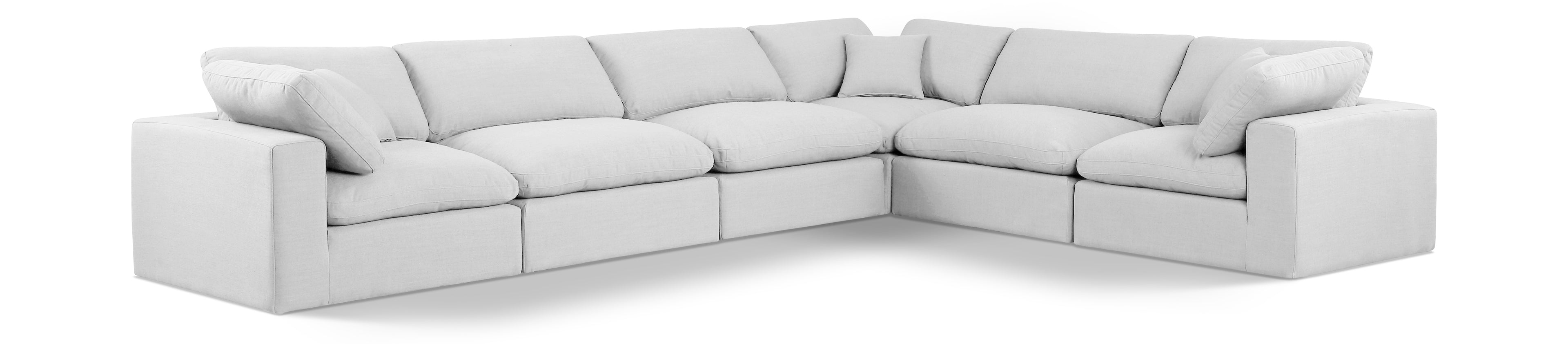 Comfy White Linen Textured Fabric Modular Sectional