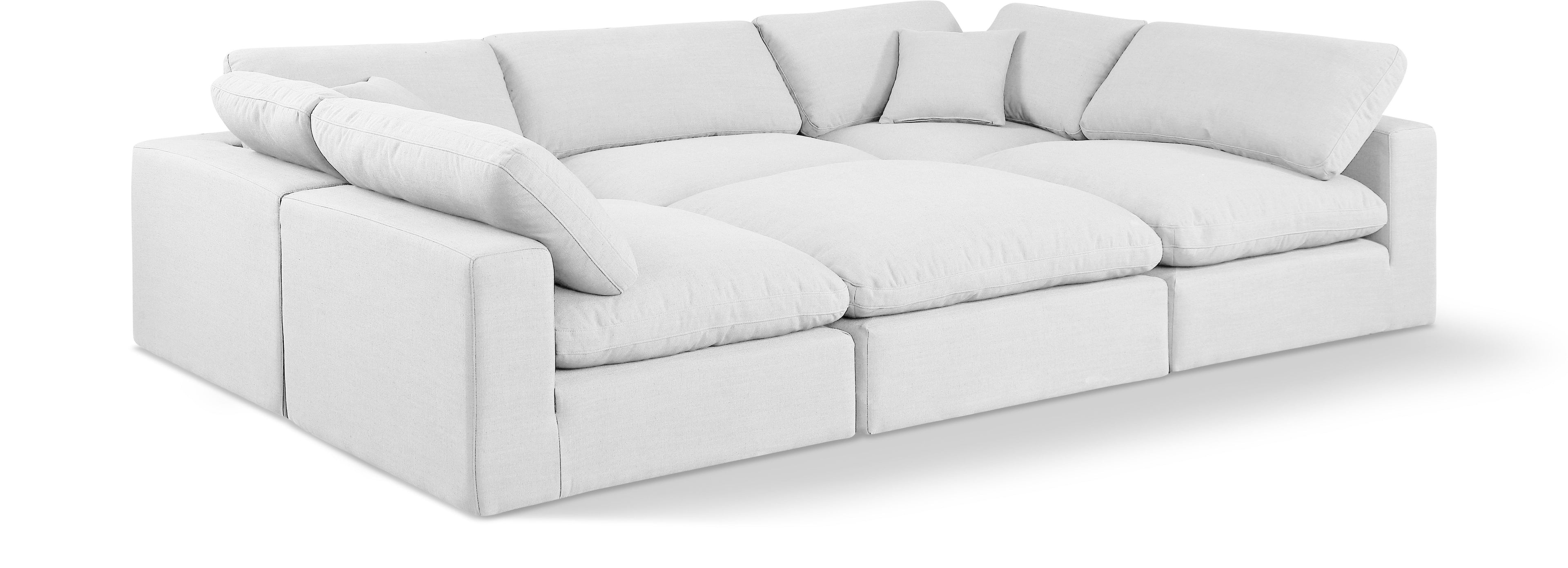 Comfy White Linen Textured Fabric Modular Sectional