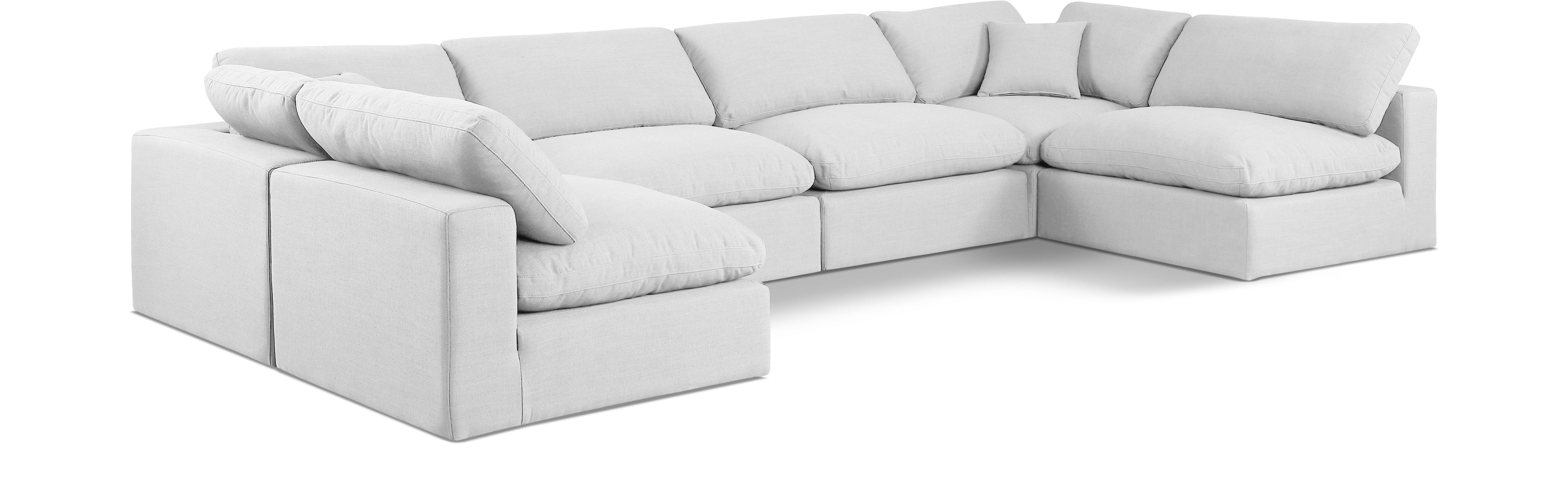 Comfy White Linen Textured Fabric Modular Sectional