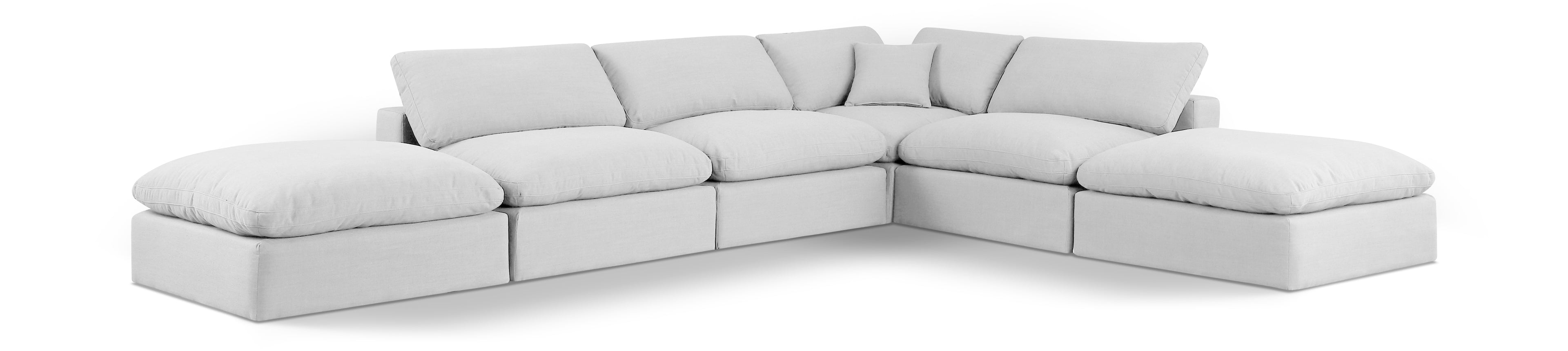 Comfy White Linen Textured Fabric Modular Sectional