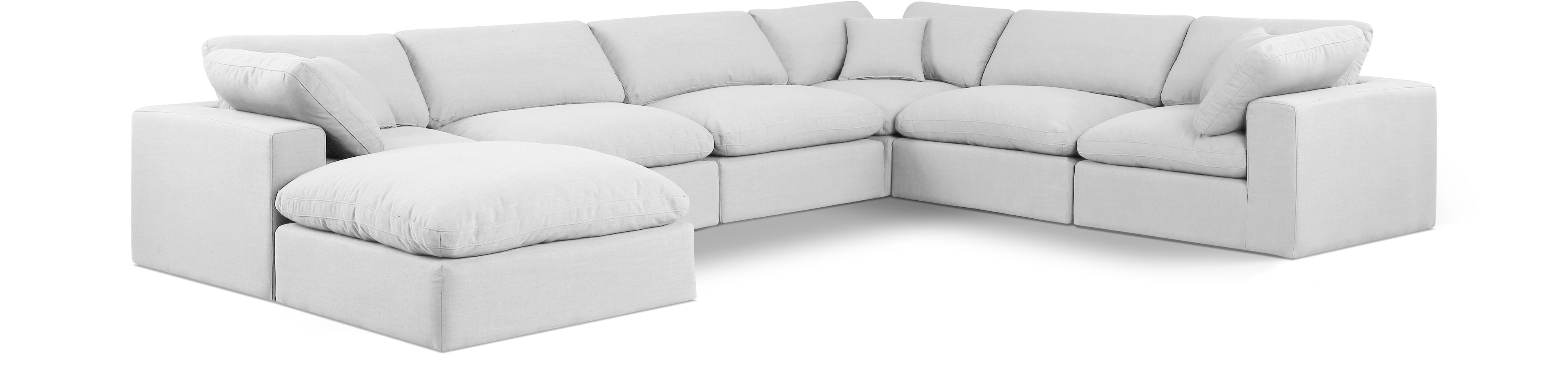 Comfy White Linen Textured Fabric Modular Sectional