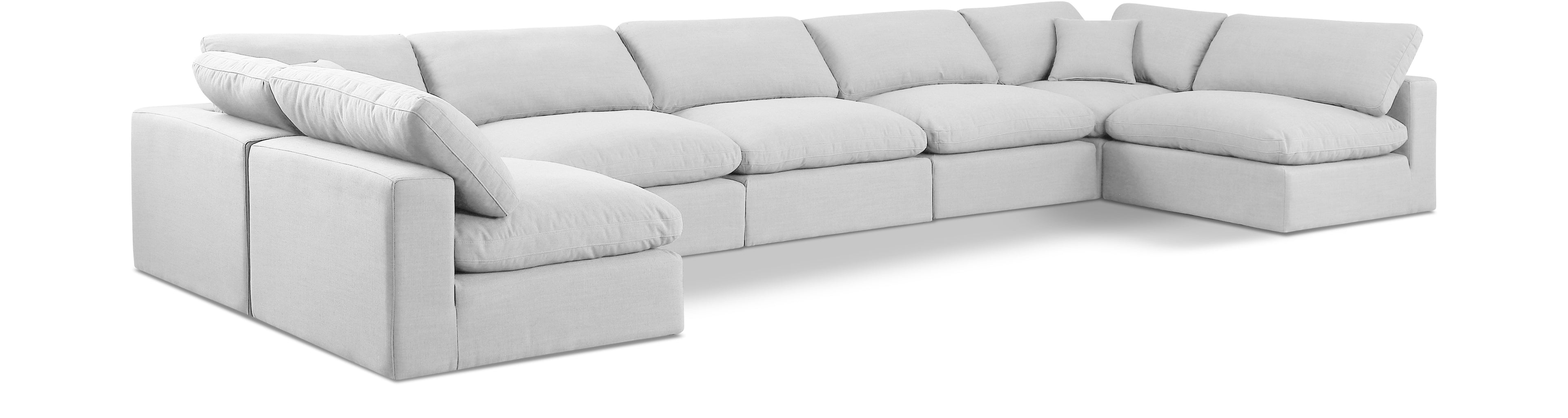 Comfy White Linen Textured Fabric Modular Sectional