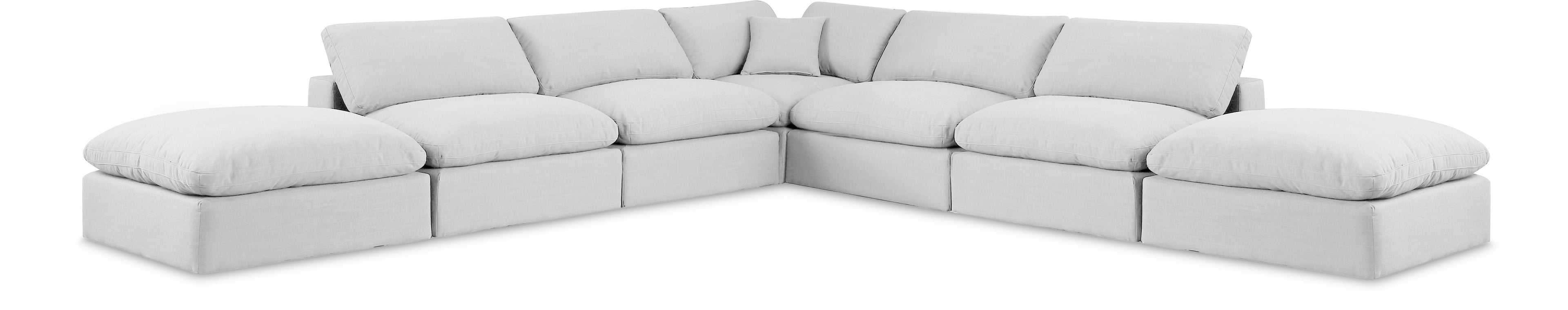 Comfy White Linen Textured Fabric Modular Sectional