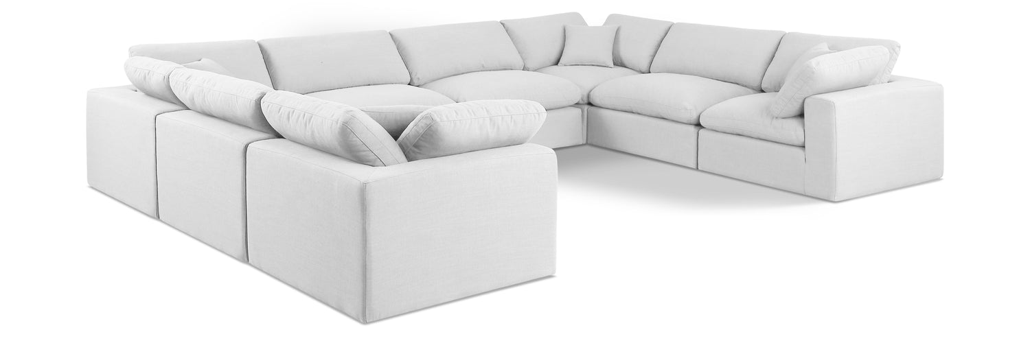 Comfy White Linen Textured Fabric Modular Sectional