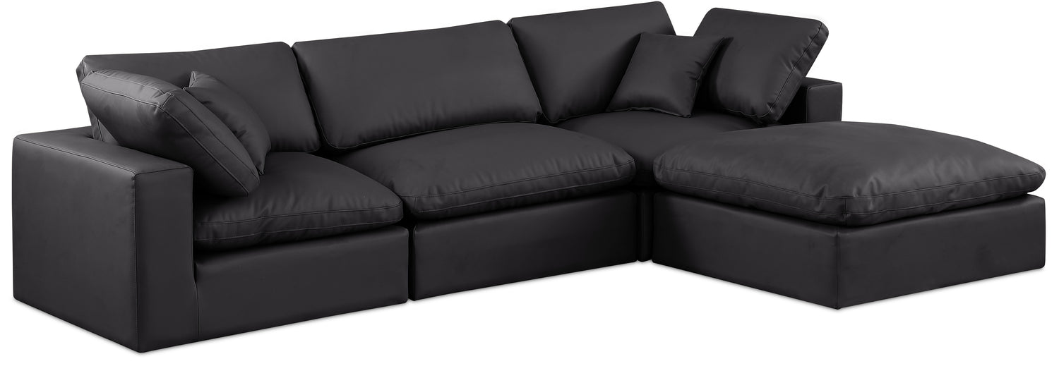 Comfy Black Vegan Leather Modular Sectional